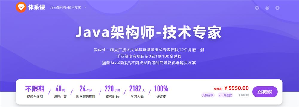 Java架构师体系课：跟随千万级项目从0到100全过程高效成长