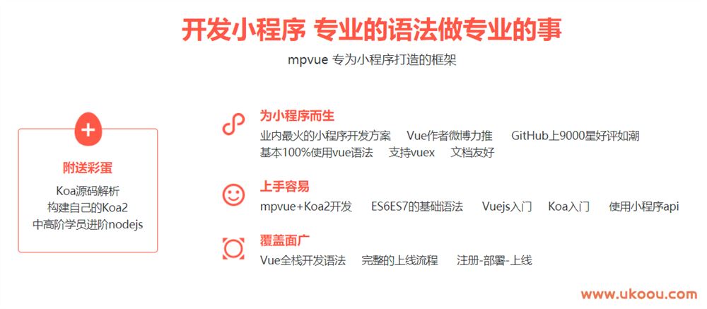 全网首发mpvue课程 小程序全栈开发「完结无密」