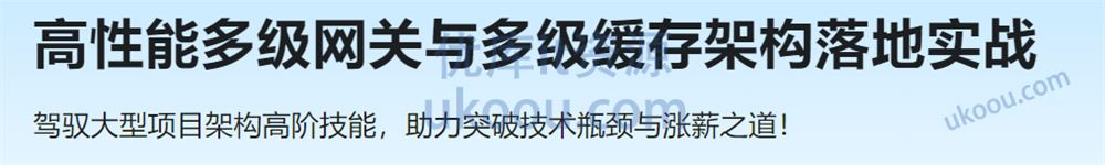 高性能多级网关与多级缓存架构落地实战「高清完结」