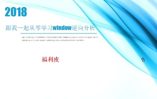 福利皮 跟我一起从零学习Window逆向分析