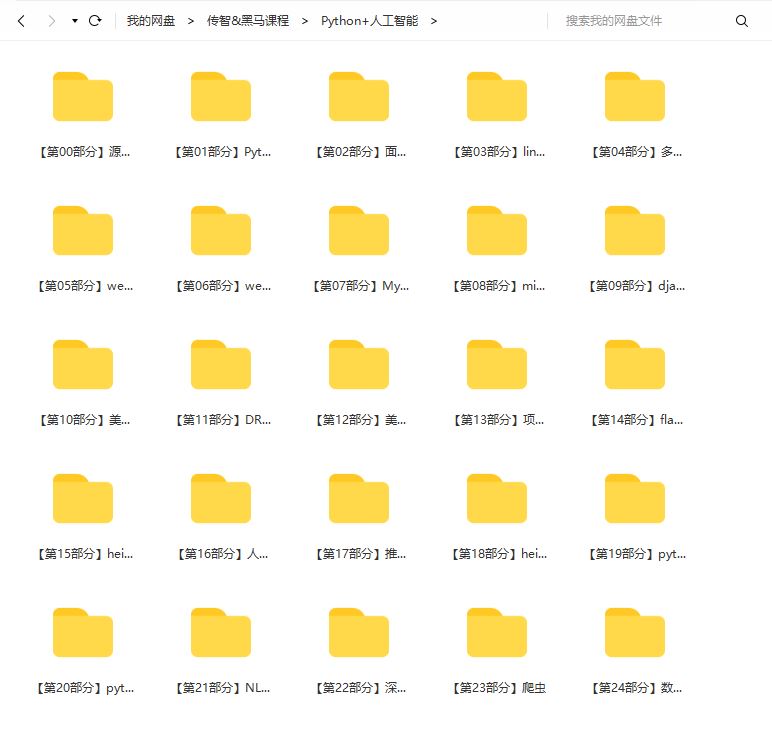 传智播客_黑马Python+人工智能2021培训课程视频v6.0百度网盘云