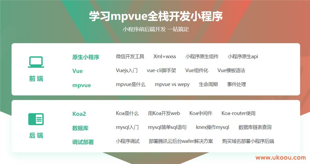全网首发mpvue课程 小程序全栈开发「完结无密」