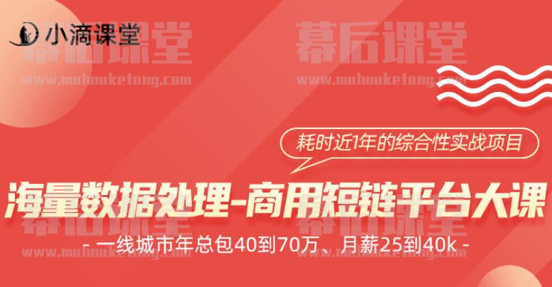 小滴课堂小D海量数据处理-商用短链平台项目大课2022培训视频百度网盘