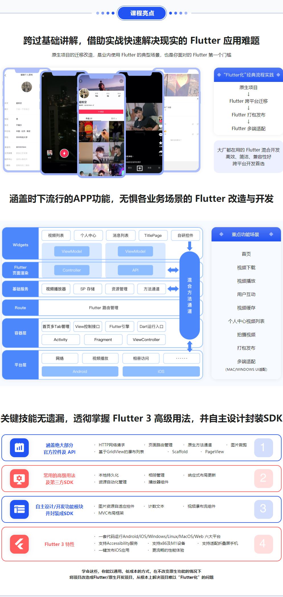 基于 Flutter 3.x 实战跨平台短视频App混合开发【完结】